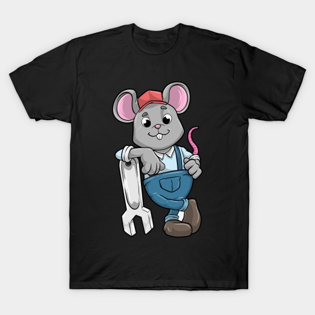 Mouse as Mechanic with Tools and Helmet T-Shirt by Markus Schnabel